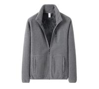 OHXSM Mens Cardigan Full Zip Thick Sweater Jacket Stand Collar Jumper with Fleece Lined Mens Cardigan Thick Sweater Full Zip Stand Collar Winter Coat Stand Collar Fleece Thick Lamb Fleece Sweater