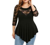 OHXSM Women Lace Tops Round Neck Short Sleeve Blouse Loose Solid Color Shirts Summer Ladies Blouses Crew Neck Tunics Casual Long Sleeve Tshirts Sheer Lace Tops Loose Fit Womens Womens Floral Lace top