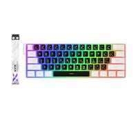 OHY 60% Gaming Keyboard,Wired Backlit Mini Membrane Keyboard, Strong Mechanical Feel for PC/Mac Gamer, Typist, Travel, Easy to Carry on Business Trip(61 Keys)-White