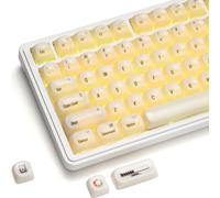 OHY White Keycaps, XVX MOA Profile Minimalist Mac Style Keycap Set, Custom Cute Ceramic-Textured Keycaps for MX Switches Mechanical Keyboard-White Chocolate(Only Keycap,No Keyboard)