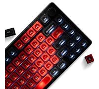 OHY XVX Black and Red Shine Through Keycaps for Mechanical Keyboards - 136 Keys Red Translucent Cat Eye Design,Cherry MAX Profile, PC+PBT Frosted RGB Keycaps