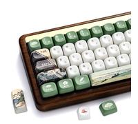 OHY XVX MOA Profile Keycaps Set, Japanese Mount Fuji Theme, 129 - Key White & Green Custom Keycaps with PBT + Frosted Translucent PC Material for US Layout Mechanical Keyboards