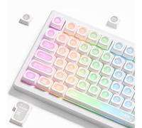 OHY XVX White Shine Through Keycaps for Mechanical Keyboards - 136 Keys White Translucent Cat Eye Design,Cherry MAX Profile, PC+PBT Frosted RGB Keycaps