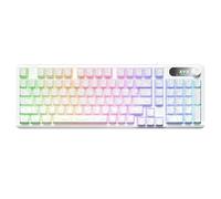 OHY XVX Wireless Keyboard,99Keys Quiet Typing Membrane Gaming Keyboard with Logo Display & Knob, RGB Backlit, USB C Rechargeable, 94 Keys PBT Keycap for Windows PC, Mac, Linux-White