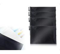 OHYANYAO Pack of 4 Wallet, Bank Bag, A5 Document Bag with Zip, Plastic Storage Bag, Plain File Folder, for Business, Office, Stationery, Documents (Black)