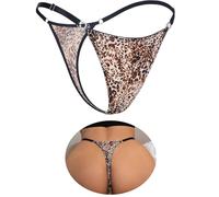 ohyeah G-String Thongs for Women Sexy Underwear Adjustable String Thong T-Back Bikini Panties Cotton Crotch Underpants, S-XXL, 1 - Cheetah (Cool - Feeling Silky Fabric ), XXL