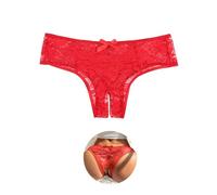 ohyeahlady French Knickers Women Plus Size Ruffled Lace Thongs Size 22 Stretchy Bikini Briefs Sheer Mesh Sexy Panties Brazilian Knickers Hipster Underwear Red Lingerie 4XL