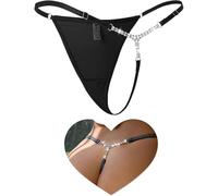 ohyeahlady G-Strings for Women Sexy Shiny Crystal Chain Micro Thongs T-back Tangas Briefs Plus Size Underwear Low Rise Mesh Panties Black,Size 8-10