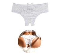 ohyeahlady Lace Knickers for Women Ruffled Thongs Underpants Stretchy Bikini Briefs Sexy French Panties Brazilian Knickers Ladies Hipster Underwear White Size S