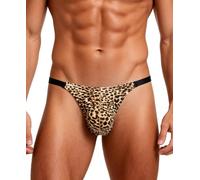 ohyeahlady Mens Thong Leoaprd Print Bulge Pouch Jockstraps Underwear T Back Jock Straps for Men Low Rise Sissy Lingerie Panties M