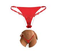 ohyeahlady Micro Thongs for Women Rhinestones Shiny Sexy Low Rise Bikini Underwear G-strings Thongs Tangas Briefs Hipster Panties Red 1 Pack Size 8 10 12