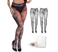 ohyeahlady Plus Size Patterned Tights for Women Black Floral Lace Tights Curve High Waist Fishnet Stockings Big Size 3XL 4XL 5XL