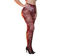 ohyeahlady Plus Size Patterned Tights for Women Red Floral Lace Tights Curve High Waist Fishnet Stockings Big Size 3XL 4XL 5XL