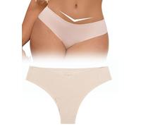 ohyeahlady Seamless Thongs for Women Ladies V Waist No Vpl Knickers Sexy No Show High Leg Panties Low Rise Underwear Breathable Comfortable Pants Invisible Tangas Nude S