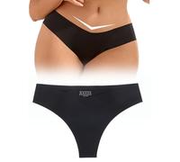 ohyeahlady Seamless Thongs for Women Ladies V Waist No Vpl Knickers Sexy No Show High Leg Panties Low Rise Underwear Breathable Comfortable Pants Invisible Tangas Black M
