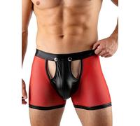 ohyeahlady Sexy Mens Underwear for Bedroom Sheer Mesh Boxers Briefs with Button Pouch Red Underpants for Men Sissy Lingerie Panties S