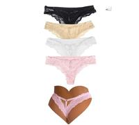 ohyeahlady Women Adjustable Lace Tangas Knickers Multipack Soft Stretchy Hollow Out Thongs Hipster Panties Plus Size Smooth Underwear Pack of 3 Knickers Size 12 14, Box Package