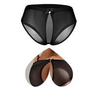 ohyeahlady Women's French Knickers Sheer Mesh Underwear Hollow Out Stretch Panties Black Hot Pants Brazilian Knickers for Women Size 16