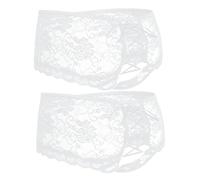 ohyeahlady Womens Lace French Knickers Soft Stretchy Bikini Briefs Back Cross Thongs Hipster Pantie Plus Size Cheeky Underwear Multipack 2Pack White