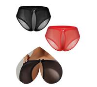 ohyeahlady Women's Mesh French Knickers Hollow Out Stretch Cheeky Underwear | Sexy Sheer, Hipster Panties, Cotton Crotch, Brazilian Knickers, UK Size 10-18, 1-2 Pack