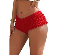 ohyeahlady Women's Multi-Layer Frilly Knickers Ruffled Lolita Y2k Bloomer Short for Under Dresses Sissy Panties Bikini Briefs Burlesque Retro Plus Size Underwear Red S