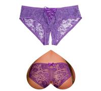 ohyeahlady Womens Sexy Stretchy Lace Underwear Soft French Knickers Low Rise Underpants Criss Cross Lace Up Bikini Briefs Purple Size 12-14