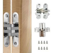 OHYER 2 Pieces Cross Hinges Hidden Zinc Alloy Hidden Hinges Invisible Zinc Alloy Folding Door Hinges Cross Hinges for 180 Degree Invisible Folding Doors (2)