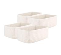 OIAHOMY 4 Pack Storage Baskets for Organizing, Small Bins for Shelves, Cute Decorative Storage Bins, Organizer Baskets for Gifts Empty, 11.8''Lx7.8''Wx4.7''H, White