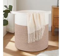 OIAHOMY 80L Laundry Hamper, Storage Basket with Handles, Laundry Basket For Toys, Pillows, Blankets,Clothes-20x18in-Brown&White