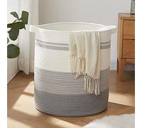 OIAHOMY 80L Laundry Hamper with Handles,Decorative Basket for Living room,Woven Storage Basket for Toys Bin,Pillows, Blankets,Clothes-20x18in-Gradient Gray