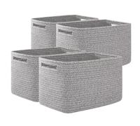 OIAHOMY Basket, 4 Pack Storage Bins for Organizing, Cotton Rope Cube Shelf-Baskets, 12.7''Lx9''Wx7.8''H, Grey