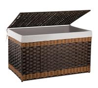 OIAHOMY Extra Large Brown Rattan Storage Basket with Lid, 160L Rectangular Foldable Basket for Bedroom, Living Room, Storage, Clothes, Shoes, Blankets