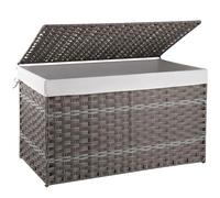 OIAHOMY Extra Large Grey Rattan Storage Basket with Lid, 160L (approx. 3.96 cubic feet) or 36" x 18.1" Rectangular, Rustic/Natural, Foldable, 66 Pound Capacity, Bedroom/Living Room, Grey