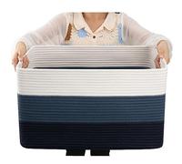 OIAHOMY Large Blanket Basket, 22”x17”x12” Rectangle Woven Baskets, Nursery Blanket Storage Living Room, Toy Storage With Handle, Large Baskets for Organizing-Gradient Blue