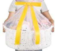OIAHOMY Large Gift Basket Empty 17" x 12.6" x 7", Storage Basket with Gift Bag, Ribbon and Glitter Tulle for DIY Anytime, Toy Storage for Kids, Dogs with Handles in A Stylish Design - White