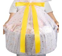 OIAHOMY Large Gift Basket Empty 17" x 12.6" x 7", Storage Basket with Gift Bag, Ribbon and Glitter Tulle for DIY Anytime, Toy Storage for Kids, Dogs with Handles in A Stylish Design - Grey