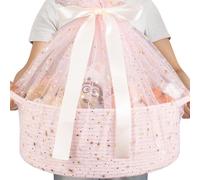 OIAHOMY Large Gift Basket with Handle, 17"x 12.6"x 7" Woven Basket with Gift Bag, Ribbon, Nursery Storage Bins Empty to Fill with Towels, Baby, Pet Toy Organizer - Pink