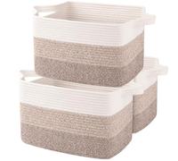 OIAHOMY Storage Basket, Woven Baskets for Storage, Cotton Rope Basket for toys,Towel Baskets for Bathroom - Pack of 3, Gradient Yellow