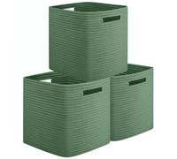 OIAHOMY Storage Cubes, 13 Inch Cube Storage Organizer, Collapsible Storage Bins, Baskets for Organizing, Storage Bins for Shelves-Green, 3-PACK
