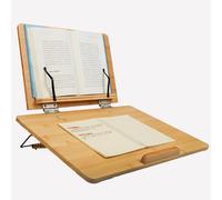 oiakus Bamboo Book Stand, Reading Stand Book Holder, Adjustable Angle Foldable Writing Slope Wooden Laptop Tablet Stand, for Reading Writing, 50cm