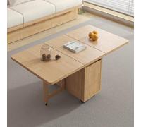 oiakus Folding Coffee Table, Extendable Center Table with Storage Cabinet and Wheels, 110cm Rectangular Drop Leaf Sofa Side Tea Tables for Living Room, Small Spaces