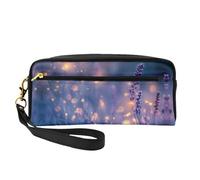 OIBNKCN A lavender garden surrounded by fireflies Versatile Travel Makeup Bag - Double-Sided Print, Ultra-Soft PU Leather Cosmetic Organizer for Women, Mothers Day Gifts & Teacher Appreciation