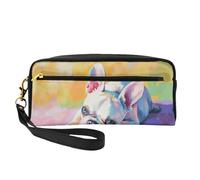OIBNKCN A little dog lying Versatile Travel Makeup Bag - Double-Sided Print, Ultra-Soft PU Leather Cosmetic Organizer for Women, Mothers Day Gifts & Teacher Appreciation