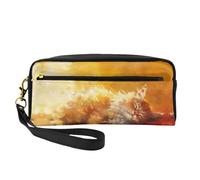 OIBNKCN A quiet and warm golden kitten Versatile Travel Makeup Bag - Double-Sided Print, Ultra-Soft PU Leather Cosmetic Organizer for Women, Mothers Day Gifts & Teacher Appreciation