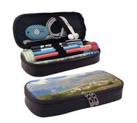 OIBNKCN A rural town Aesthetic Pencil Case Premium PU Leather, Multi Functional Storage for Pens, Pencils, and Small Accessories