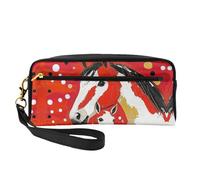 OIBNKCN Abstract Red Pony Versatile Travel Makeup Bag - Double-Sided Print, Ultra-Soft PU Leather Cosmetic Organizer for Women, Mothers Day Gifts & Teacher Appreciation