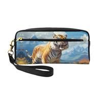 OIBNKCN African tigers walking on the grassland Versatile Travel Makeup Bag - Double-Sided Print, Ultra-Soft PU Leather Cosmetic Organizer for Women, Mothers Day Gifts & Teacher Appreciation
