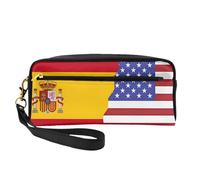 OIBNKCN American Spain Flag Versatile Travel Makeup Bag - Double-Sided Print, Ultra-Soft PU Leather Cosmetic Organizer for Women, Mothers Day Gifts & Teacher Appreciation