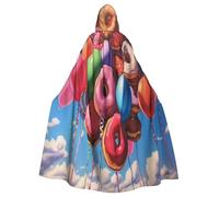 OIBNKCN Balloons in the air. Hooded Cloak for Men and Women-Durable and Stylish Black Cloak with Hood for Halloween, Cosplay and More.