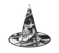 OIBNKCN Black and White Skull Halloween Hat Witch Hat â€“ Perfect for Women, Men,Witches Hat Decor for Hanging, and Party Use